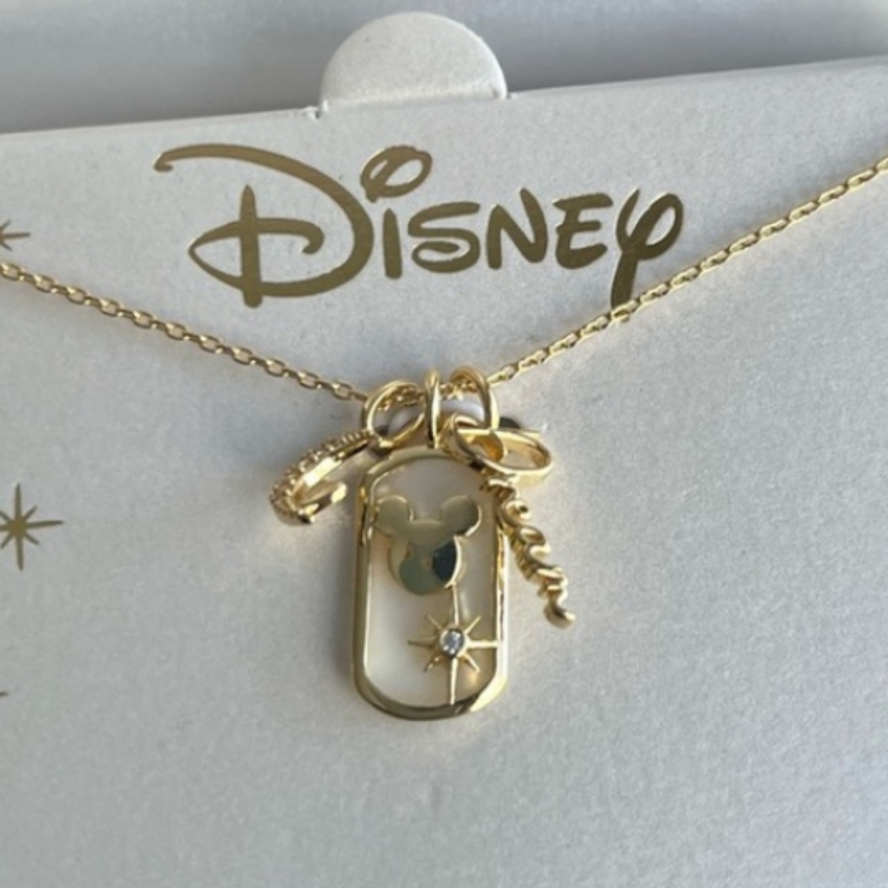 Disney Mickey Mouse Charm Necklace Gold Plated - Picture 4 of 4